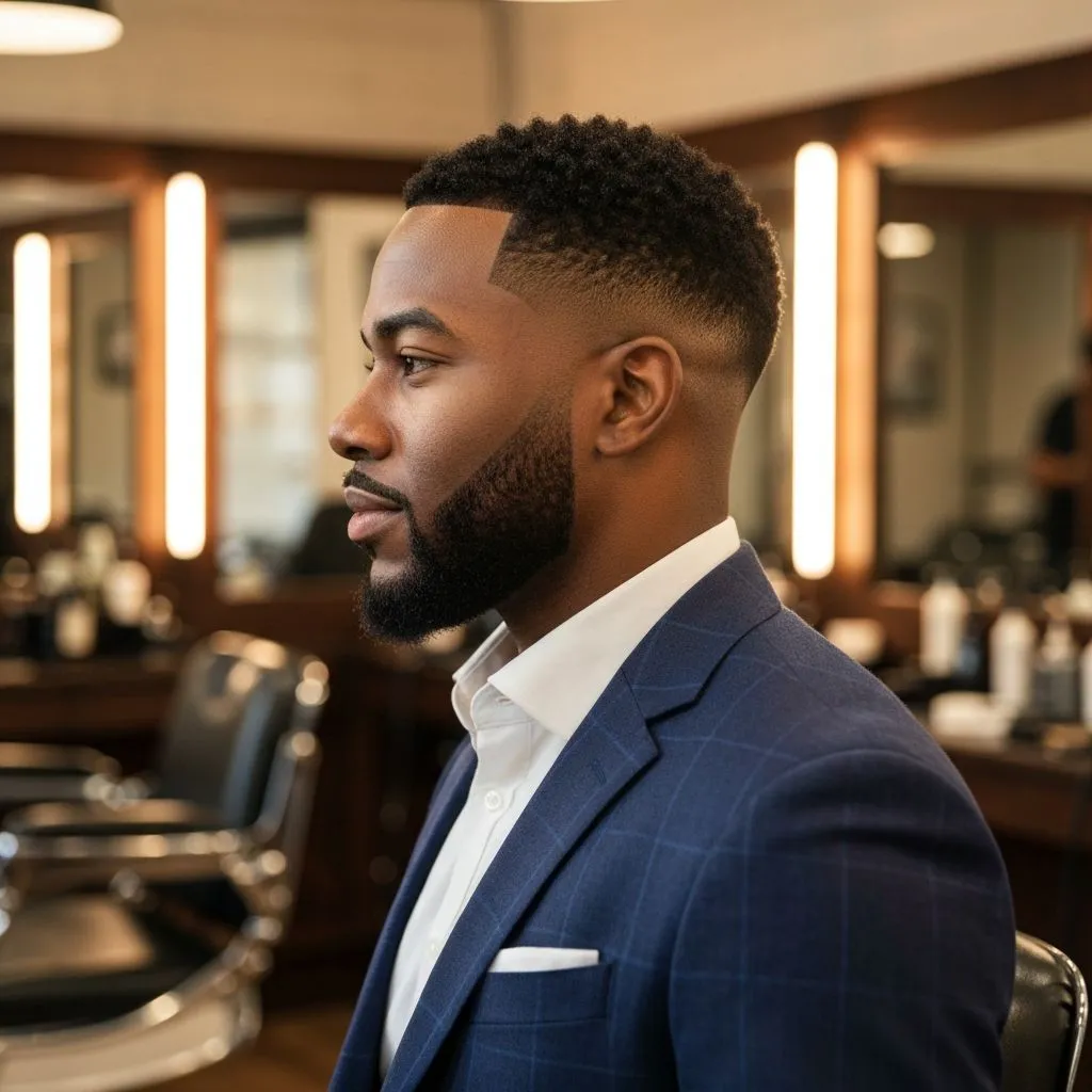 Low taper fade with beard