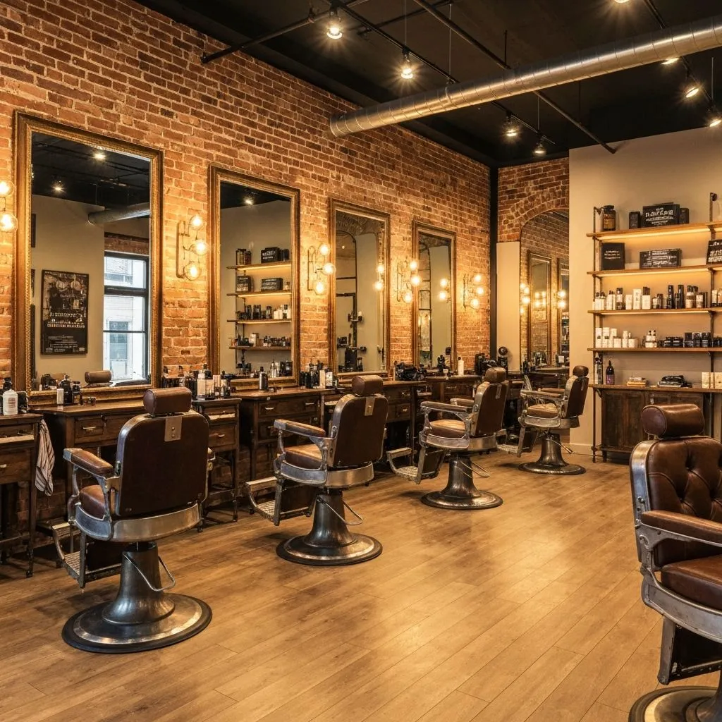 R & R Barbershop interior